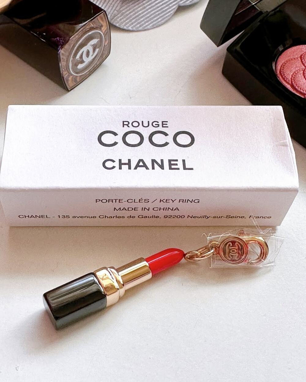 Chanel Rouge Coco Lipstick Keychain Mini Charm 4cm New with Box Authentic Gift